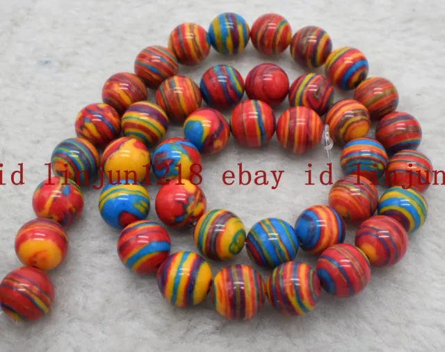 Pretty 6/8/10/12mm Red Multicolor Turquoise Round Gemstone Loose Beads 15'' AAA