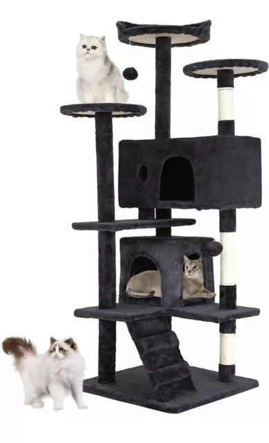 Cat Tree Tower 54in for Indoor Cats,Multi-Level Cat Furniture Activity Center