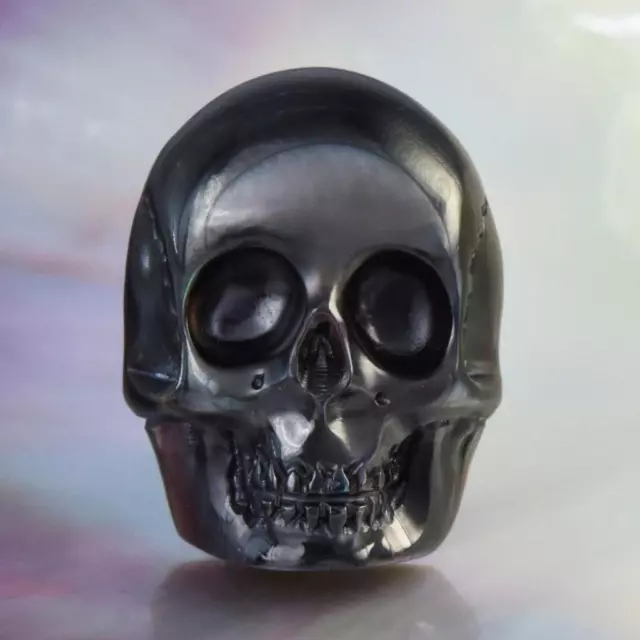Skull Design Carving Cabochon Black Pen Pinna Shell & Paua Abalone 3.25 g