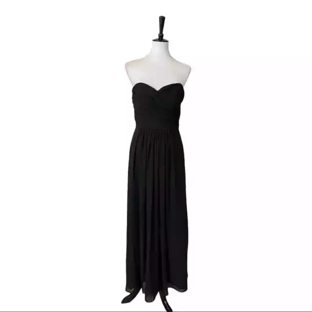 Bill Levkoff Women's Strapless Black Chiffon Formal Floor Length Gown Size 8