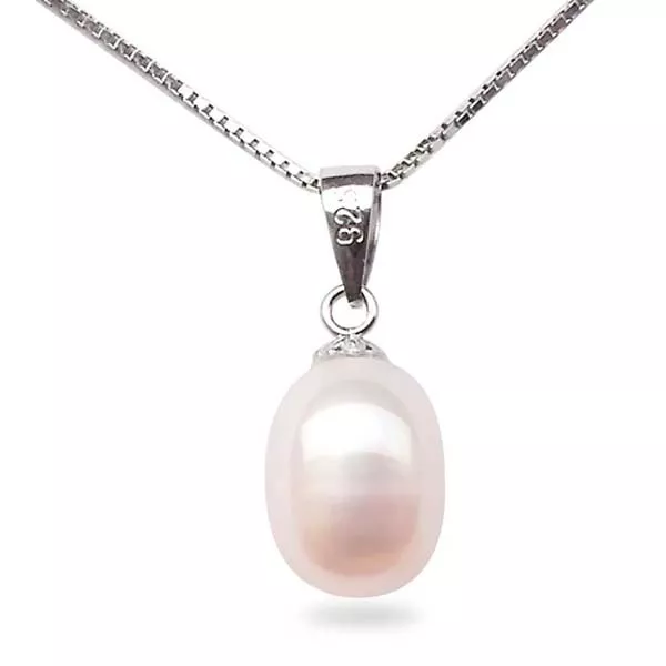 Pearl Pendant Necklace Sterling Silver Freshwater White Pink Lavender Black