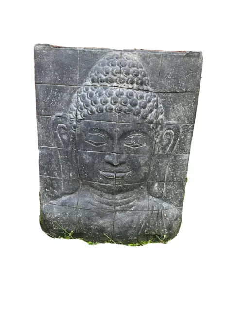 INDONÉSIE Statue Relief de Bouddha en Lave de Volcan 80 Cm Buddha Inde Népal