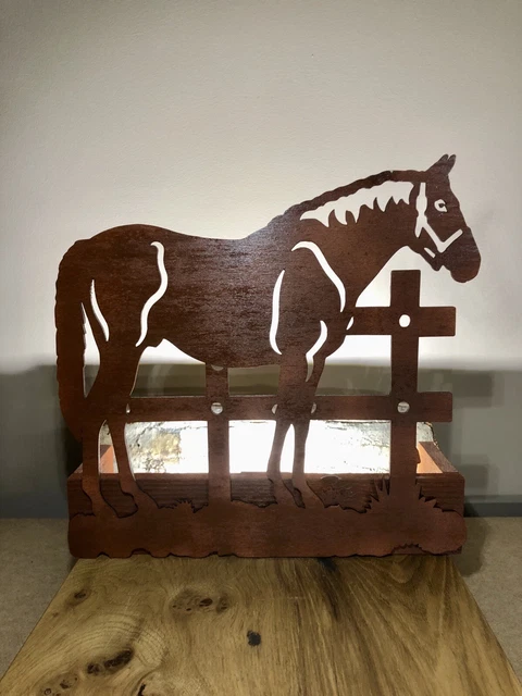 Grande Applique Da Parete In Legno Di Noce Decorativa  Cavallo Luce Led Lampada