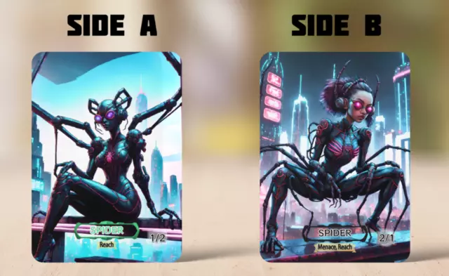 3x  Anime Cards Magic Gathering Cyberpunk Spider Tokens DoubleSide Custom MTG