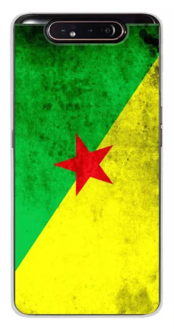 Printed silicone case compatible with Samsung Galaxy A80 Guyana flag