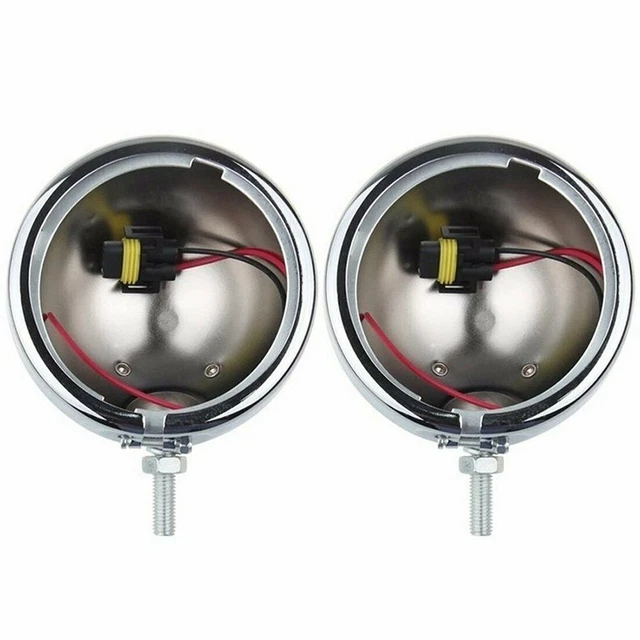 2*4.5inch Chrome LED Auxilary Passing Light Housing Bucket For 4.5 Fog Lamp