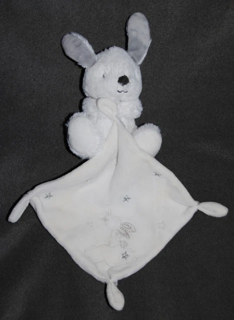 Doudou Lapin Blanc Mouchoir NICOTOY KIABI SIMBA Gris Etoile Lune Argent Argentés