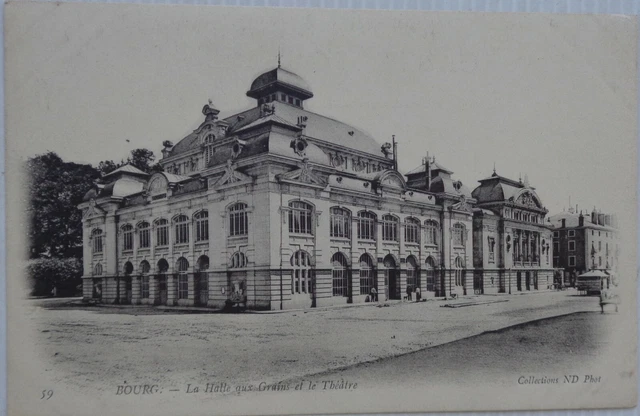 Bourg 01 CPA La Hall Aux Grains and The Theatre Good Condition