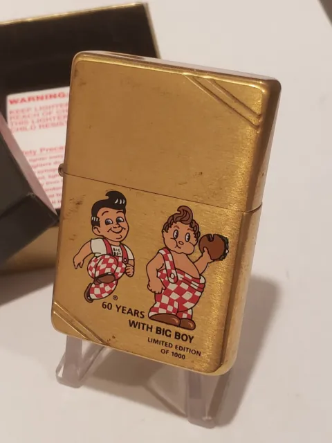 Vintage BOB'S BIG BOY Solid Brass Zippo Lighter 60 Year Anniversary Limited Ed