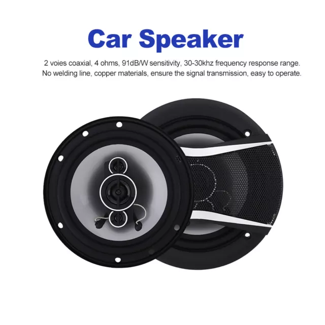 2 Way Coaxial Stereo Sound Car Audio Speaker With Magnet Easy Install Universal