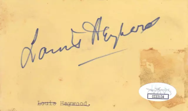 LOUIS HAYWARD d 1985 Signed 3X5 Index Card Actor/Man In Iron Mask JSA CC22134