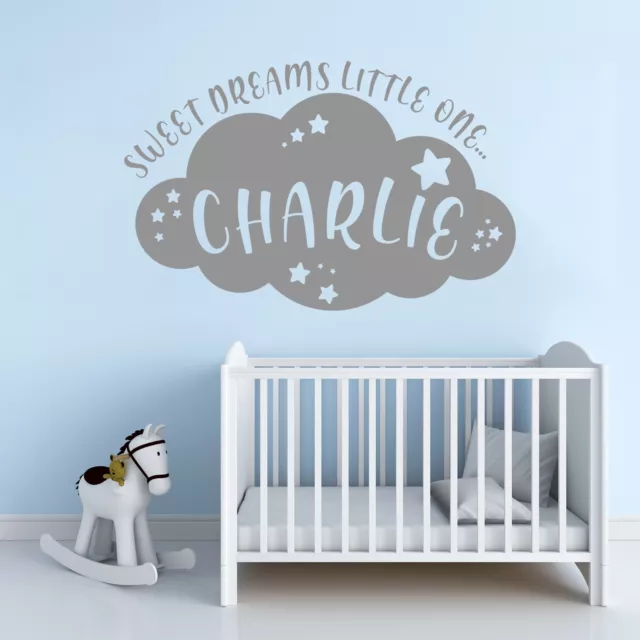 Personalised Children's Baby Nursery Cloud and Stars Vinyl Decal Wall Sticker