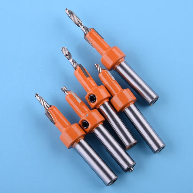 Set 5pcs 10mm Countersink Drill Bit Set Screw Woodworking Chamfer Hex Tools Ze