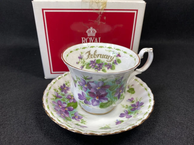 Royal Albert Flower of the Month Series FEBRUARY 1960s Tea Cup & Saucer Violets