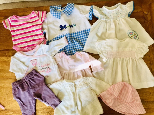 Pacchetto vestiti bambina 0-6 mesi, abiti estivi, top, pantaloni, cardigan,