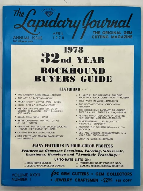 Lapidary Journal Magazine April 1978 Rockhound Buyers Guide