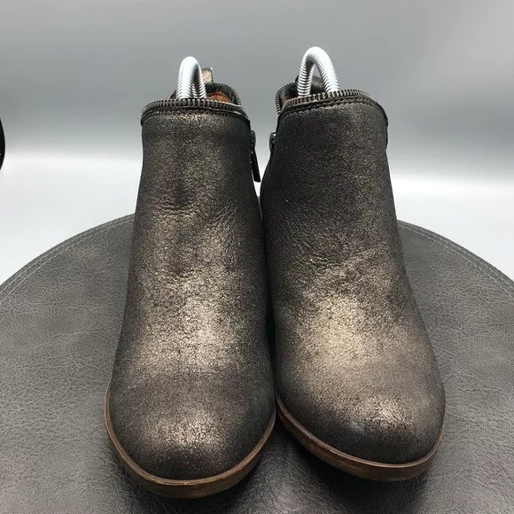 Lucky Brand Boots Womens 8 Bartalino Double Side Zipper Leather Bootie Metallic 3