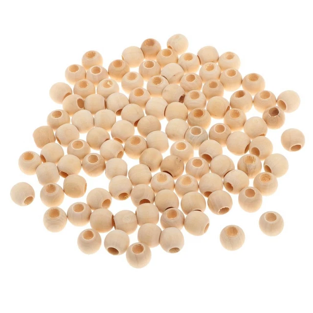 100 Demi-perles En Bois Naturel 20mm Fendues - Lot Pour Création Bijoux DIY SODIAL