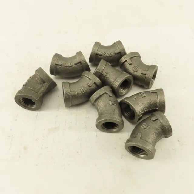 3/8 NPT Schedule 40 Malleable 45° Elbow Black Pipe Lot of 9