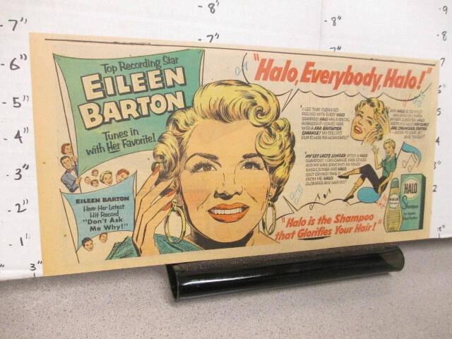 newspaper ad 1953 HALO shampoo RCA singer Eileen Barton Kleenex Arthur Godfrey