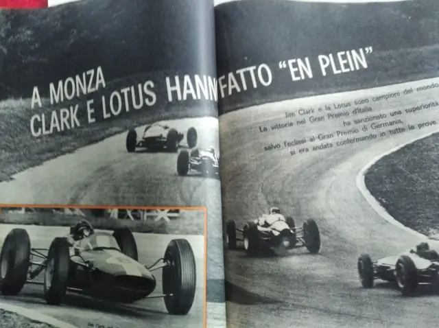 F1 G.P. MONZA CLARK LOTUS FIAT ABARTH 595  QUATTRORUOTE originale 1963