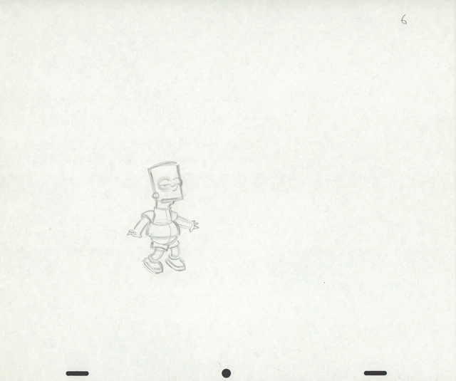 The Simpsons Pencil Animation Art - Bart Looking Weird Full Figure #6