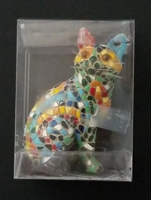 Vintage Barcino Cat Mosaic Hand Painted Figurine ~ 10 cm