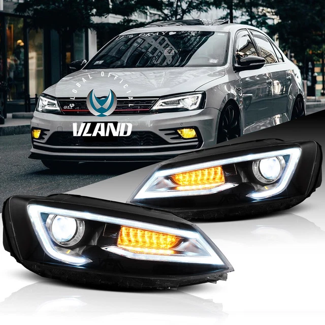 Factory Style Black & Amber Halogen Headlights For 2011-2017 VW Jetta Sedan (Set)