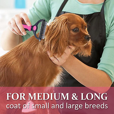 Pet Grooming Tool 2 Sided Undercoat Dog Cat Shedding Comb Brush Pets NEW 3