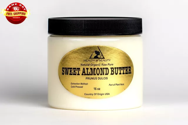 Sweet Almond Butter Organic Cold Pressed Premium Quality Pure Fresh 16 Oz