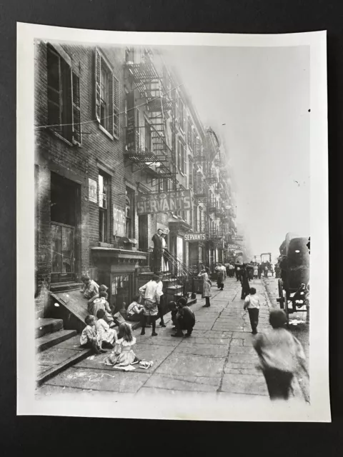 1905 NYC Lower East Side "Slums" Tenement Children Sidewalk Scene Photo