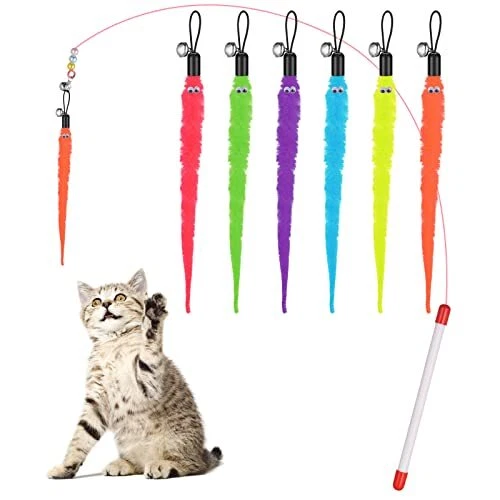 Cobee Lot de 6 Baguettes de Rechange pour Jouets pour Chat avec clochettes + ...