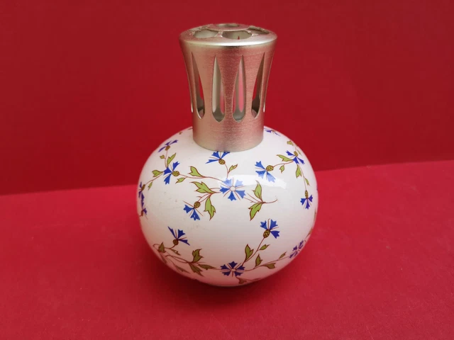 Lampe Berger Céramique Vintage Motif Floral – Bleue – Années 70 – Originale