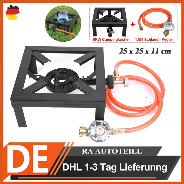 8KW Gaskocher Hockerkocher Gas Kocher Campingkocher Mit Schlauch #50m#Bar Regler