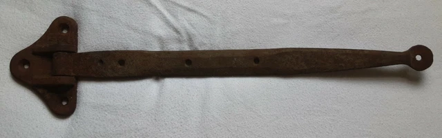 Large Vintage Door Hinge Iron Blacksmith Hand Made Gate Barn Strap Salvage