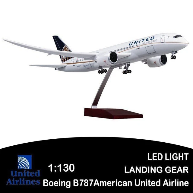 1/130 UNITED AIRLINES Boeing B787 Airplane Plane Model Toy With LED