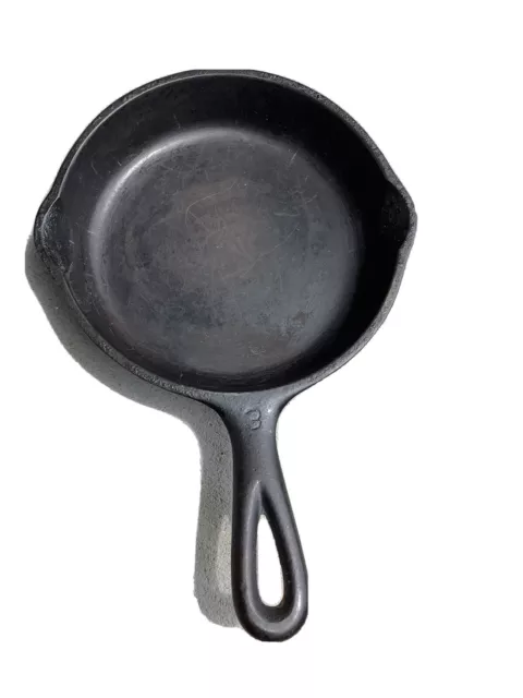 VTG WAGNER Ware Sidney 0 Cast Iron 6 1/2" Skillet, #3, 1053T DOUBLE POUR SPOUT