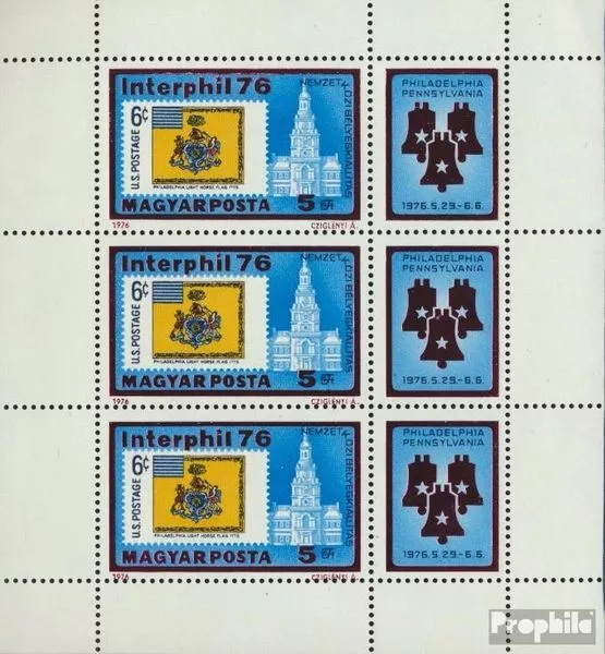 Hungría 3122A minipliego Sheetlet nuevo 1976 exposicion de sellos