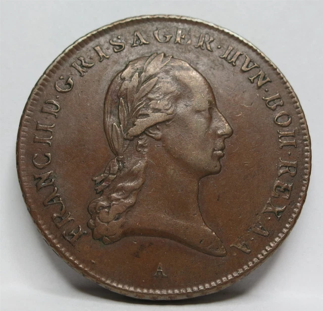 AUSTRIA Hungary Empire 3 Kreuzer 1799 A XF- Vienna Franz Copper Scarce #B54