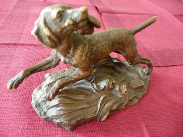 bronze animalier, chien de chasse