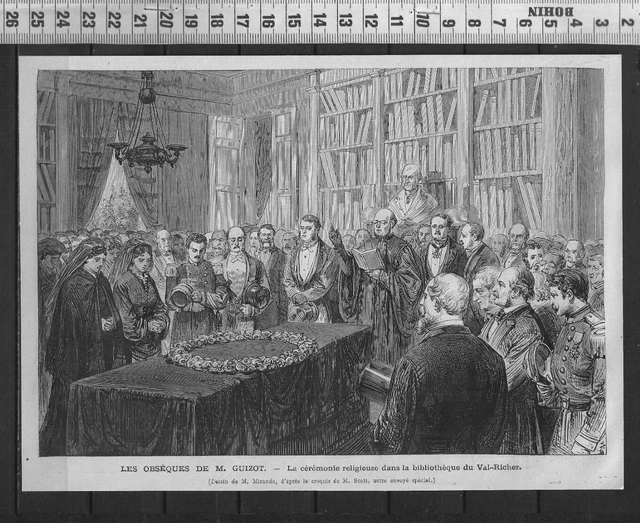 G343 / Gravure 1874 /  Les Obseques De M. Guizot