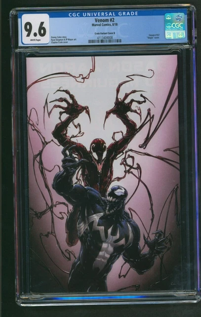 Venom #2 Clayton Crain VIRGIN Variant CGC 9.6 Cover B