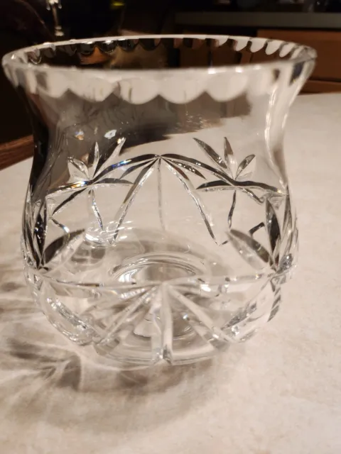 Vintage Hurricane Lamp Chimney Glass  Cut Clear Crystal  6" Shade