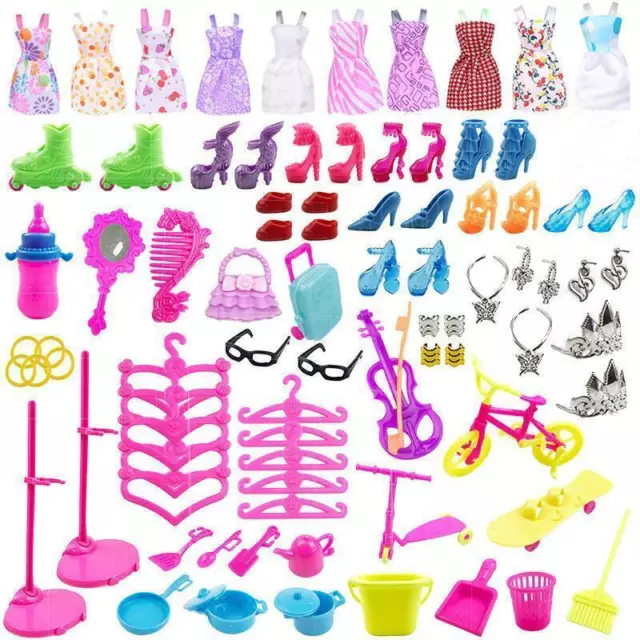 88Pcs Barbie Doll Dresses Shoes & Jewellery Clothes Fashion Accessories Gift Set