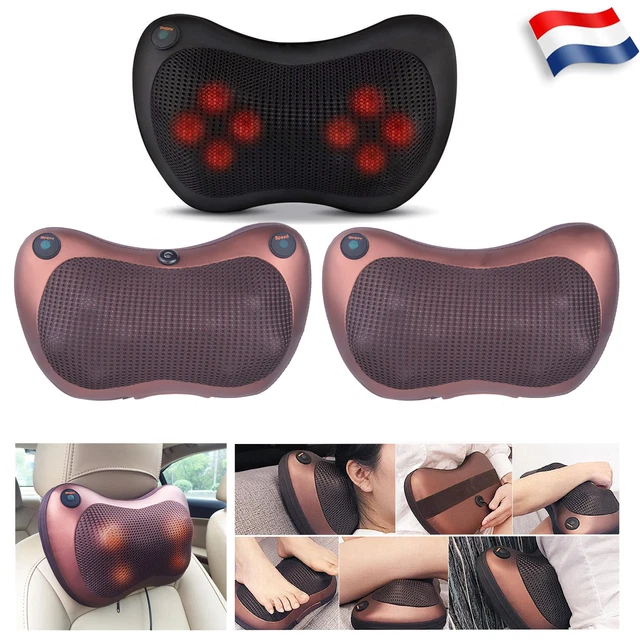 Coussin de Massage Shiatsu Oreiller Masseur 8 Rouleaux Pétrissage Voiture Maison
