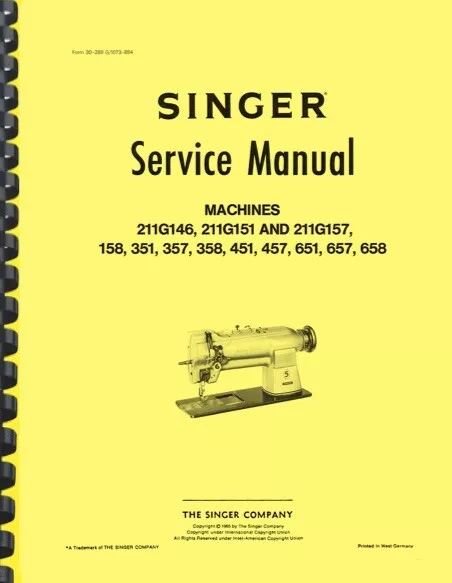 Máquina de coser Singer 211G146 211G151 211G157 MANUAL DE SERVICIO