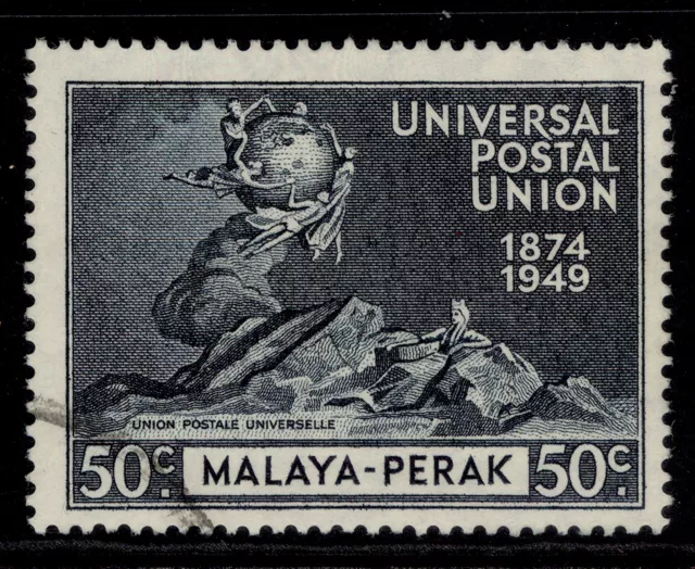MALAYSIA - Perak GVI SG127, 50c blue-black UPU, FINE USED.