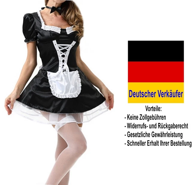 Horolam Dienstmädchen Kostüm-Set – 2-teilig Mit Haube & Schürze, Weiß (für Cosplay, Halloween, Theater)