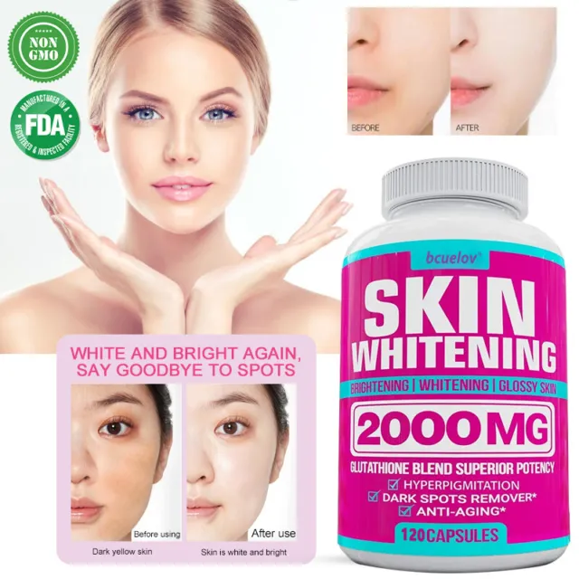 Skin Whitening Glutathione 2000mg, Aufhellung, Antioxidans, Anti-Aging