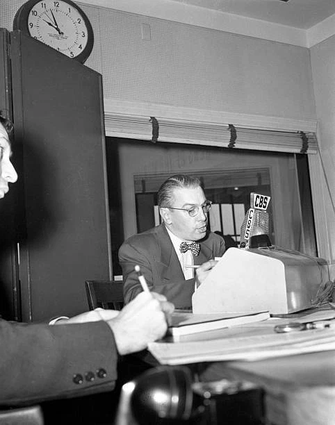 New York City reporting on the Japanese surrender to end World W 1940s Old Photo